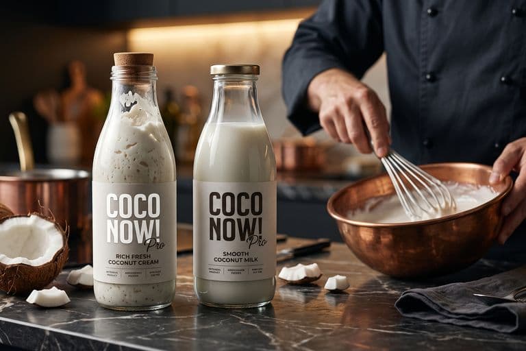 Lait et crème de coco COCO NOW! en préparation