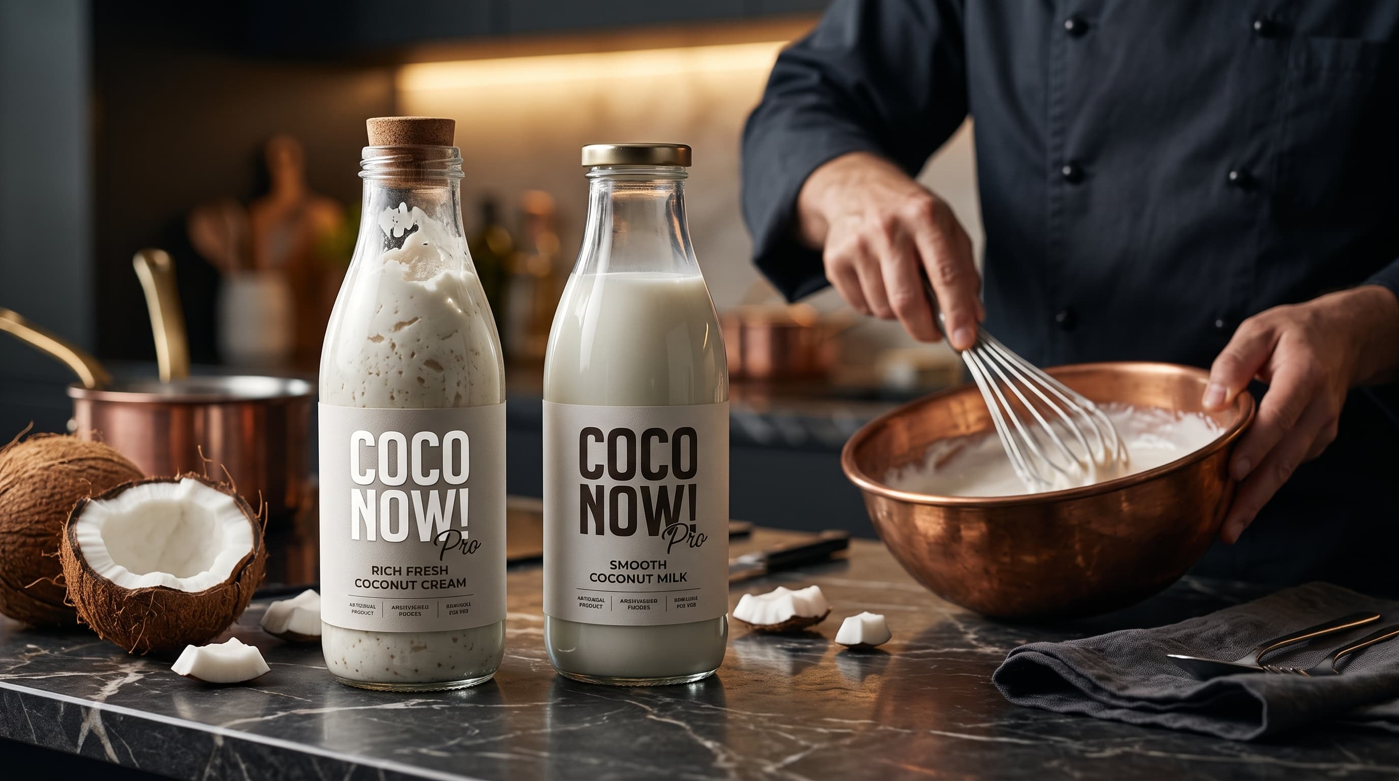 Lait et crème de coco COCO NOW! en préparation